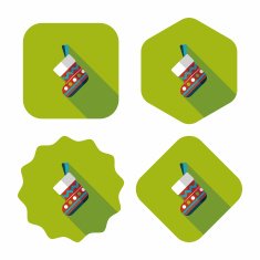 Christmas stocking flat icon with long shadow eps10 N83