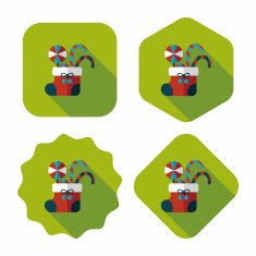Christmas stocking flat icon with long shadow eps10 N87