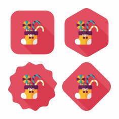 Christmas stocking flat icon with long shadow eps10 N89