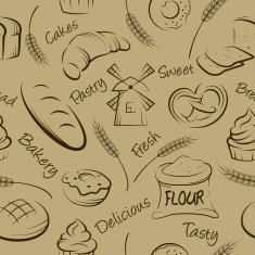 Vector hand drawn pastries seamless pattern N2
