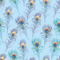 Peacock feathers cyan seamless vector print