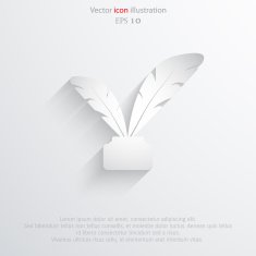 Vector feather pen web icon N6