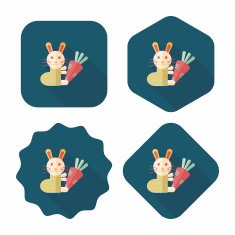 Rabbit with carrot flat icon long shadow eps 10 N15
