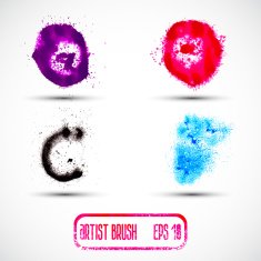 Vector set of different grunge brush strokes N7