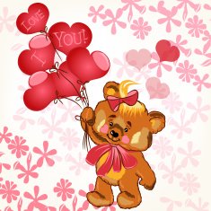 Cute Valentine's card with smile bear holding