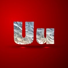 vector set of aluminum or silver foil letters Letter U