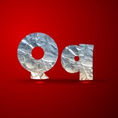 vector set of aluminum or silver foil letters Letter Q