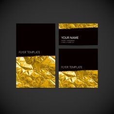 set of vector visual corporate identity with golden wrinkled foi