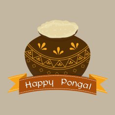 Happy Pongal hervest festival celebration with traditional mud pot