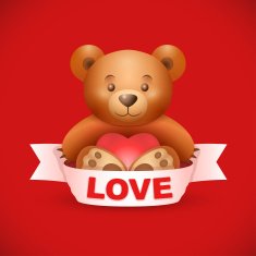 Teddy love bear on dark red background N2