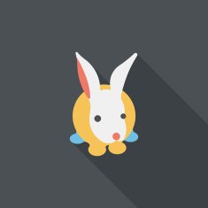 Pet rabbit flat icon with long shadow eps10 N18