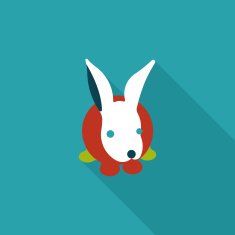 Pet rabbit flat icon with long shadow eps10 N19