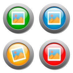 Photo icon on set of glass buttons
