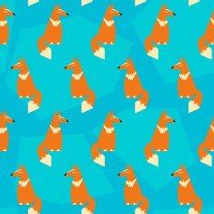 abstract geometric seamless pattern backround with funny fox N2