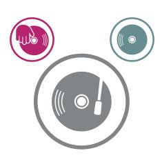 Vinyl with DJ hand vector icon isolated