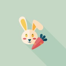 Pet rabbit flat icon with long shadow eps10 N29