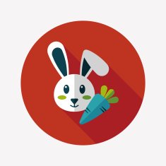Pet rabbit flat icon with long shadow eps10 N30