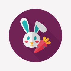 Pet rabbit flat icon with long shadow eps10 N32