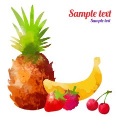 Set watercolor silhouettes fruit and berries isolated