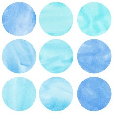 Painted blue circles with white splash