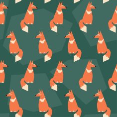 abstract seamless pattern background with funny cartoon ginger fox