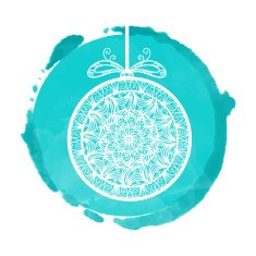 Watercolor circle paint stain and Christmas ball N2