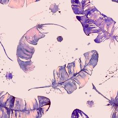 Seamless Pattern with Watercolor Feathers N11