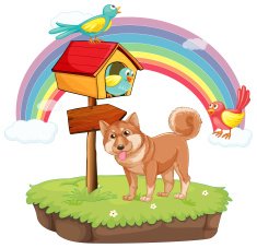 Dog and birdhouse N3