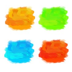 Set watercolor colorful rainbow paint stains