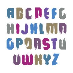 Vector colorful hand-painted letters isolated on white backgroun N2