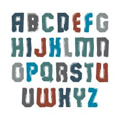 Uppercase colorful calligraphic brush letters hand-painted N2