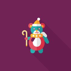Christmas teddy bear flat icon with long shadow eps10 N6