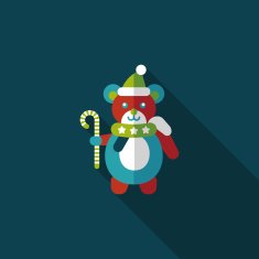 Christmas teddy bear flat icon with long shadow eps10 N7