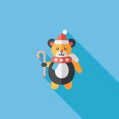 Christmas teddy bear flat icon with long shadow eps10 N8
