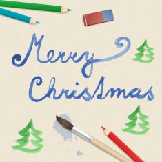 merry christmas brushed on paper