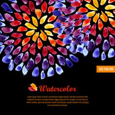 Watercolor template colorful rainbow brushstrokes N3
