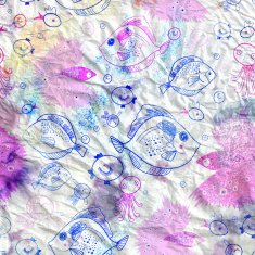 background with small fishes on a crumpled paper N2