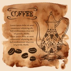 Coffee pot on a watercolor background N2