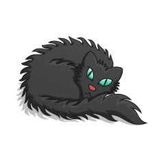 Black Fluffy Cat Vector Illustration