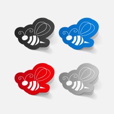 Realistic paper sticker Bee