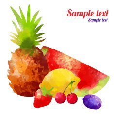 Set watercolor silhouettes fruit and berries