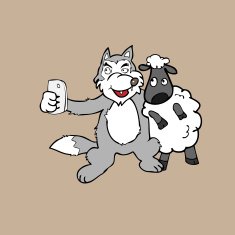Selfie wolf and sheep