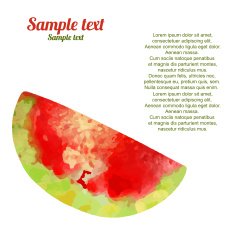Watercolor watermelon slice on a white background N2
