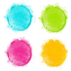 Set watercolor rainbow circle paint stains isolated N2