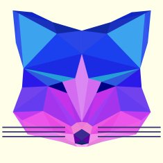 Bright colored abstract polygonal fox background
