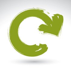 Hand-painted green update sign isolated on white background