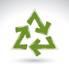 Hand-painted recycle sign isolated on white background N3