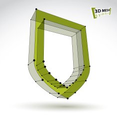 3d mesh web green security icon isolated on white background