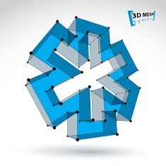 3d mesh web blue ambulance icon isolated on white background