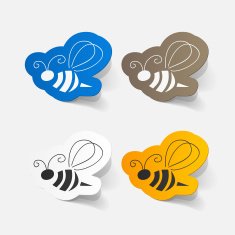 Realistic paper sticker Bee N3
